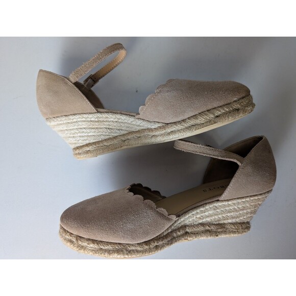 Talbots Lynsday Espadrilles Wedges Suede Size 7.5 Nude Beige Summer Neutral - Picture 4 of 11